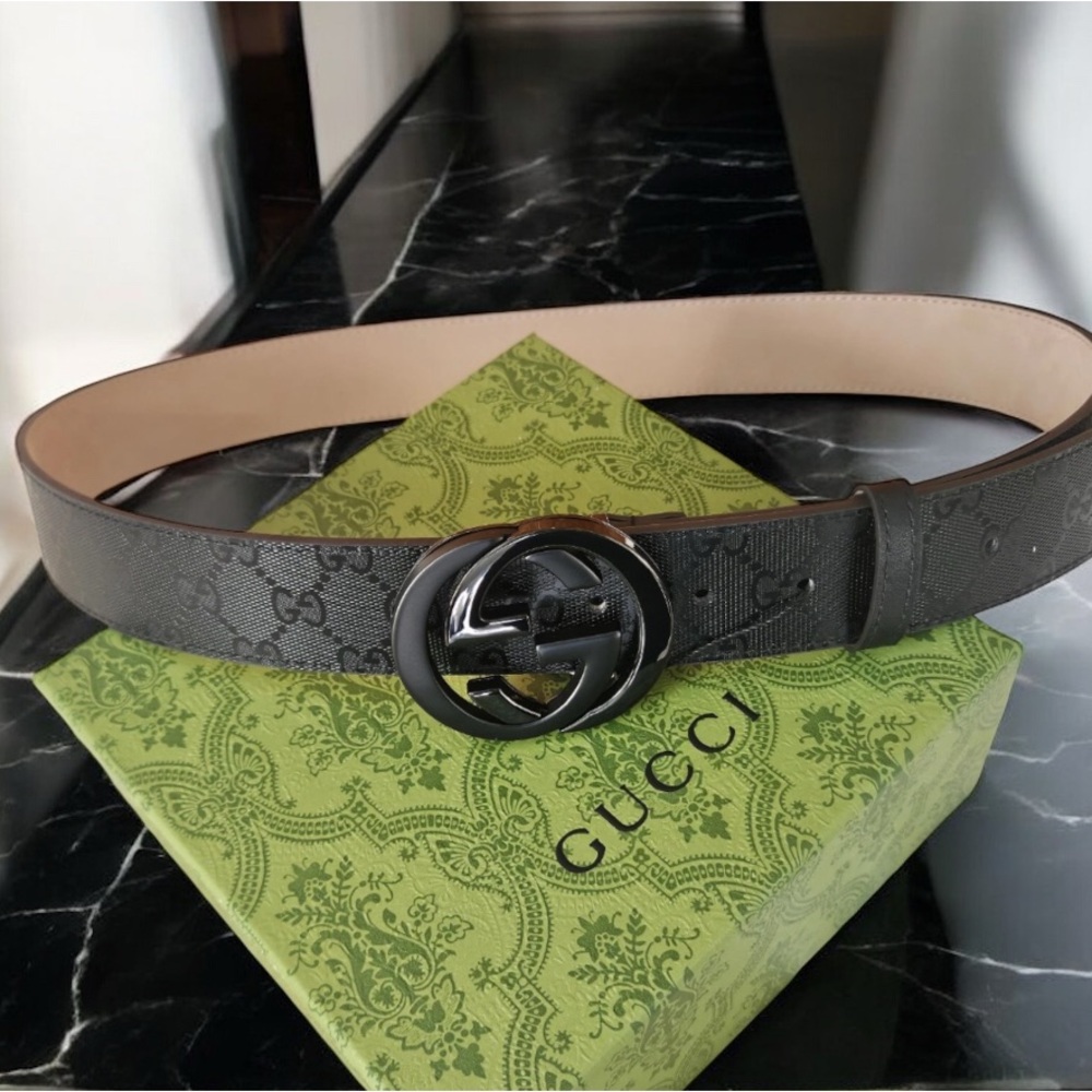 GUCCI Black Belt - GG Imprime for men - Size 95 IT 38 US w/ Box & Dust Bag
